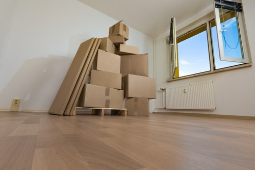 Local transfer station handling separated cardboard and packaging from a Shepherds Bush move